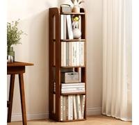 GIZNXBA Bibliothèque Blanche Étagère d'angle en Bois Bibliothèque Haute, Organisateur De Salle De Bain, Support De Plantes Étagère D'exposition Étroite Moderne pour Le Salon(/Walnut 27CM,5-Tier)