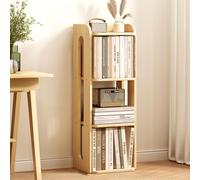 GIZNXBA Bibliothèque Blanche Étagère d'angle en Bois Bibliothèque Haute, Organisateur De Salle De Bain, Support De Plantes Étagère D'exposition Étroite Moderne pour Le Salon(/Natural 27CM,4 Tier)
