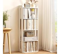 GIZNXBA Bibliothèque Blanche Étagère d'angle en Bois Bibliothèque Haute, Organisateur De Salle De Bain, Support De Plantes Étagère D'exposition Étroite Moderne pour Le Salon(/White 46CM,5-Tier)