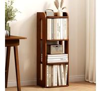 GIZNXBA Bibliothèque Blanche Étagère d'angle en Bois Bibliothèque Haute, Organisateur De Salle De Bain, Support De Plantes Étagère D'exposition Étroite Moderne pour Le Salon(/Walnut 27CM,4 Tier)