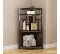 GIZNXBA Bibliothèque Meuble De Rangement avec Rangement Armoire De Rangement d'angle Haute, Étagère d'angle en Bois Polyvalente avec Barrière De Protection, pour Le Salon(A,3 Tier)