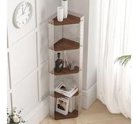 GIZNXBA Bibliothèque Meuble De Rangement Étagère d'angle en Acrylique Étagère Étroite Gain De Place Grande Bibliothèque sur Pied Rangement d'angle pour Salon, Salle De Bain, Cuisine(/Brown,5-Tier)