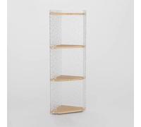 GIZNXBA Bibliothèque Meuble De Rangement Étagère d'angle en Acrylique Étagère Étroite Gain De Place Grande Bibliothèque sur Pied Rangement d'angle pour Salon, Salle De Bain, Cuisine(/Natural,4 Tier)