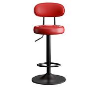 GIZNXBA Chaise De Bar Pivotants Réglables Tabourets De Bar Rembourrés avec Dossier Haut Chaise Haute Cuisine en Cuir pour Restaurant, Bureau, Salle À Manger(Red A)