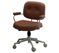 GIZNXBA Chaise De Bureau À Dossier Moyen Chaise De Jeu Gaming Pivotantes Et Réglables avec Accoudoirs Fauteuil D'ordinateur Vintage en Cuir avec Dossier Renforcé pour Chambre À Coucher(Bruin,A)