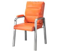 GIZNXBA Chaise De Bureau avec Accoudoirs Chaises De Salle À Manger en Cuir Fauteuil De Bureau Ergonomique avec Pieds en Métal Fauteuils De Lecture Confortables avec Soutien Lombaire(Orange,B)