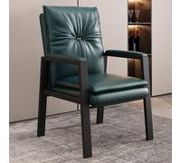GIZNXBA Chaise De Bureau avec Dossier Rembourré Et Coussin Fauteuils De Direction pour Le Salon Fauteuil D'appoint en Cuir avec Structure en Métal Noir pour La Chambre À Coucher(Groen)