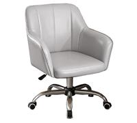 GIZNXBA Chaise De Bureau Confortable Fauteuil De Bureau Ergonomique en Cuir Chaises De Travail Pivotantes À Hauteur Réglable Chaises De Direction avec Accoudoirs pour Salle De Maquillage(Light Gray)