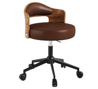 GIZNXBA Chaise De Bureau en Cuir À roulettes Chaise De Coiffeuse À Dossier Incurvé Fauteuil De Bureau Rembourrées Réglable Fauteuil D'ordinateur pour Le Travail, Les Études(Bruin,A)
