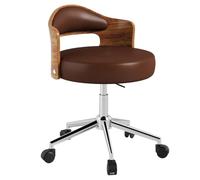 GIZNXBA Chaise De Bureau en Cuir À roulettes Chaise De Coiffeuse À Dossier Incurvé Fauteuil De Bureau Rembourrées Réglable Fauteuil D'ordinateur pour Le Travail, Les Études(Bruin,B)