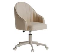 GIZNXBA Chaise De Bureau en Cuir À roulettes Chaise De Coiffeuse Réglables en Hauteur avec Dossier Fauteuil D'ordinateur Rembourrées avec Accoudoirs pour Le Travail, Le Maquillage(Beige)