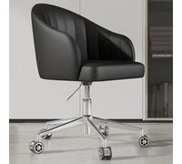 GIZNXBA Chaise De Bureau en Cuir avec Accoudoirs Et roulettes Réglables Fauteuil D'ordinateur Pivotantes avec Dossier Incurvé Chaises De Bureau Ergonomiques pour La Chambre À Coucher(Nero)
