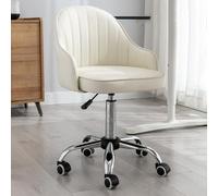 GIZNXBA Chaise De Bureau en Cuir avec Accoudoirs Petit Fauteuil D'ordinateur Ergonomique pour Bureau À Domicile Fauteuils De Coiffeuse en Cuir Réglables en Hauteur pour Petits Espaces(Beige)