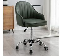 GIZNXBA Chaise De Bureau en Cuir avec Accoudoirs Petit Fauteuil D'ordinateur Ergonomique pour Bureau À Domicile Fauteuils De Coiffeuse en Cuir Réglables en Hauteur pour Petits Espaces(Groen)