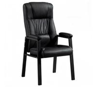 GIZNXBA Chaise De Bureau en Cuir avec Pieds en Métal Fauteuil d'accueil Confort Fauteuils De Salon Robustes Chaises De Lecture avec Soutien Lombaire pour Salle De Conférence(Nero)
