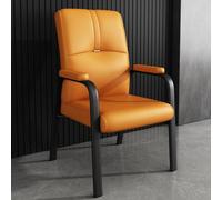 GIZNXBA Chaise De Bureau en Cuir avec Soutien Lombaire Fauteuils De Salle De Réunion avec Accoudoirs Fauteuil D'ordinateur De Lecture sans roulettes avec Structure Métallique(Orange,A)