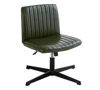 GIZNXBA Chaise De Bureau en Cuir sans Accoudoirs Chaises D'ordinateur À Dossier Moyen Réglables Fauteuil De Bureau Ergonomique Chaises Pivotantes avec Mode Bascule(Groen,No Wheels)