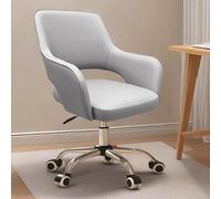 GIZNXBA Chaise De Bureau Ergonomique avec Accoudoirs Fauteuil De Bureau Ergonomique en Cuir avec roulettes Chaise De Direction Rembourrée Fauteuil D'ordinateur À roulettes(Light Gray)
