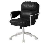 GIZNXBA Chaise De Bureau Ergonomique Chaise De Direction Confortable en Cuir avec Accoudoirs Fauteuil D'ordinateur À Bascule avec Soutien Lombaire Et roulettes pour Les Études(Nero,A)