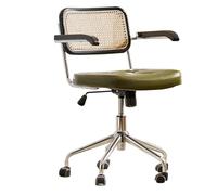 GIZNXBA Chaise De Bureau Ergonomique Fauteuil D'ordinateur en Cuir Chaise De Travail avec Accoudoirs, Fauteuil De Bureau Ergonomique avec Mode Oscillant, Chaise De Vanité Pivotante(/Green)