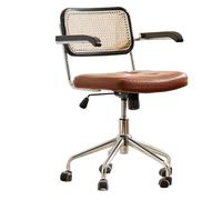GIZNXBA Chaise De Bureau Ergonomique Fauteuil D'ordinateur en Cuir Chaise De Travail avec Accoudoirs, Fauteuil De Bureau Ergonomique avec Mode Oscillant, Chaise De Vanité Pivotante(/Brown)