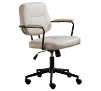 GIZNXBA Chaise De Bureau Gaming À Dossier Moyen Fauteuil D'ordinateur Confortable Fauteuil De Coiffeuse Rétro À roulettes Fauteuils De Travail Réglables pour La Chambre À Coucher(Light Gray)