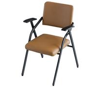 GIZNXBA Chaise De Bureau Pliante Confortable en Cuir pour Le Bureau À Domicile avec Accoudoirs pour Chambre À Coucher avec Assise Rembourrée, Accoudoirs(/Khaki)