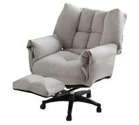 GIZNXBA Chaise De Bureau Rembourré Fauteuils Inclinables Ergonomiques avec roulettes Chaise De Jeu Gaming pour Ordinateur Fauteuils De Bureau Roulants Réglables(Light Gray,with Foot Rest)