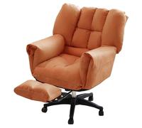 GIZNXBA Chaise De Bureau Rembourré Fauteuils Inclinables Ergonomiques avec roulettes Chaise De Jeu Gaming pour Ordinateur Fauteuils De Bureau Roulants Réglables(Orange,with Foot Rest)