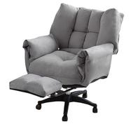 GIZNXBA Chaise De Bureau Rembourré Fauteuils Inclinables Ergonomiques avec roulettes Chaise De Jeu Gaming pour Ordinateur Fauteuils De Bureau Roulants Réglables(Dark Gray,with Foot Rest)