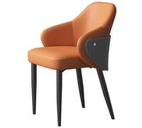 GIZNXBA Chaise De Cuisine Rembourrées Chaises De Salle À Manger Moderne avec Accoudoirs Fauteuil D'appoint en Cuir avec Pieds en Métal Chaise De Salon avec Coussin Confortable pour Terrasse(Orange A)