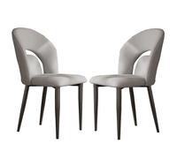 GIZNXBA Chaise De Salle À Manger avec Dossier Ergonomique Chaises d'accueil Inclinables À Structure Métallique pour Cuisine Fauteuil Rembourré pour Salon De Restaurant Ou Café(Grey,Set of 2)