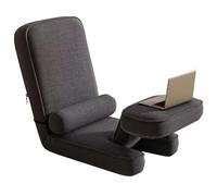 GIZNXBA Chaise De Sol Pliante avec Dossier - Fauteuil Inclinable Convertible en Lit Réglable en 5 Positions, Fauteuil De Salon en Lin pour Jouer, Lire, Méditer Et Regarder La Télévision(Grey)