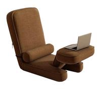 GIZNXBA Chaise De Sol Pliante avec Dossier - Fauteuil Inclinable Convertible en Lit Réglable en 5 Positions, Fauteuil De Salon en Lin pour Jouer, Lire, Méditer Et Regarder La Télévision(Bruin)