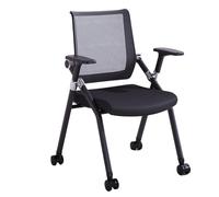 GIZNXBA Chaise D'ordinateur Pliante À roulettes Chaise De Salle De Conférence Pliante avec Dossier en Maille Fauteuil De Bureau Ergonomique pour Le Personnel Siège Rembourré en Tissu(Black B)