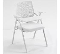 GIZNXBA Chaise Pliante Chaise D'étudiant pour Réunion Chaises D'invité pour Salle De Conférence sans roulettes Chaises De Bureau Ergonomiques À Dossier en Maille avec Accoudoirs(Bianco,B)