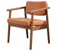 GIZNXBA Chaises d'accueil en Cuir avec Accoudoirs Fauteuils De Bureau Ergonomiques avec Accoudoirs Chaise De Salle À Manger Rétro avec Structure en Bois Fauteuil De Conférence pour Salon(Orange,A)