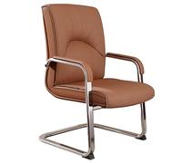 GIZNXBA Chaises De Conférence À Dossier Haut Chaises De Bureau en Cuir pour La Réception Chaise Rembourrée avec Piètement Traîneau Chaise De Bureau De Direction avec Accoudoirs Rembourrés(Bruin)