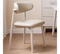 GIZNXBA Chaises De Cuisine Rembourrées avec Dossier Incurvé Chaise De Salle À Manger sans Accoudoirs Chaises De Salon Vintage en Bois pour Salon Chaise en Cuir pour Restaurant(Beige D)