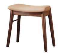 GIZNXBA Chaises De Salle À Manger en Bois Chaise De Cuisine De Style Fermier Chaise De Salon Moderne en Cuir Tabouret De Bar Empilable avec Assise Rembourrée(Bruin)