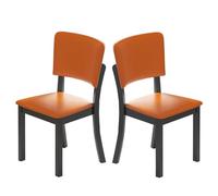 GIZNXBA Chaises De Salle À Manger en Bois Chaises D'appoint sans Accoudoirs avec Coussin Rembourré Épais Chaise De Restaurant avec Dossier en Cuir Chaise De Salon Moderne(Orange,Set of 2)