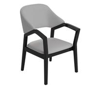 GIZNXBA Chaises De Salle A Manger en Bois Chaises De Salon pour Salle De Réception Ou Bureau Fauteuils D'appoint Rembourrés pour Salon Chaise De Cuisine avec Assise Confortable(Light Gray,Black Leg)