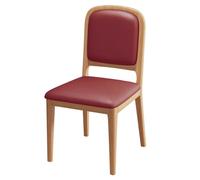 GIZNXBA Chaises De Salle À Manger en Cuir Chaise D'appoint Rembourrée pour Cuisine avec Pieds en Bois Chaises avec Dossier pour Salon Chaise sans Accoudoirs Facile À Assembler(Red A)