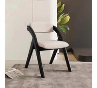 GIZNXBA Chaises De Salle À Manger Pliantes avec Accoudoirs Chaise Pliante avec Coussin Chaises Pliantes Interieures Rembourrées en Tissu Lin avec Structure en Bois pour Salon, Bureau(Beige,B)