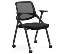 GIZNXBA Chaises Pliantes avec Coussin Rembourré Chaises d'accueil en Maille Chaise Pliante Commerciale À Structure en Acier Chaise D'attente pour Salle De Formation Ou Bureau À Domicile(Black B)