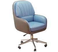 GIZNXBA Confortable en Cuir Chaise De Bureau Fauteuil De Bureau Ergonomique Fauteuil D'ordinateur À Dossier Moyen avec Support Lombaire Accoudoir Chaise Réglable pour Adultes(/Blue)