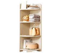 GIZNXBA Étagère d'angle en Bois Bibliothèque Industrielle Présentoir Rustique Support De Plantes Rangement Organisateur pour Le Salon, La Chambre, La Cuisine(/Natura 4Tier,12inch)