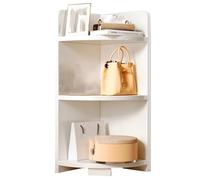 GIZNXBA Étagère d'angle en Bois Bibliothèque Industrielle Présentoir Rustique Support De Plantes Rangement Organisateur pour Le Salon, La Chambre, La Cuisine(/Beige 3 Tier,16inch)