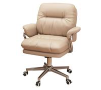 GIZNXBA Fauteuil D'ordinateur en Cuir Chaise De Bureau À Dossier Moyen pour Le Travail À Domicile Fauteuils De Direction À roulettes Ergonomique Moelleux avec Mode D'inclinaison(/Khaki,Silver)