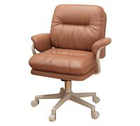 GIZNXBA Fauteuil D'ordinateur en Cuir Chaise De Bureau À Dossier Moyen pour Le Travail À Domicile Fauteuils De Direction À roulettes Ergonomique Moelleux avec Mode D'inclinaison(/Brown,Bianco)